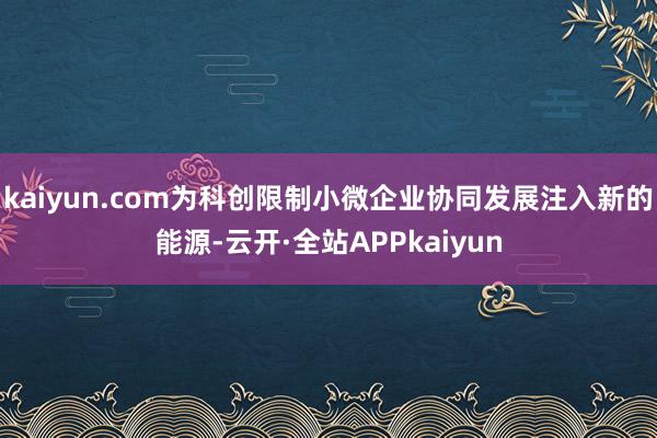 kaiyun.com为科创限制小微企业协同发展注入新的能源-云开·全站APPkaiyun