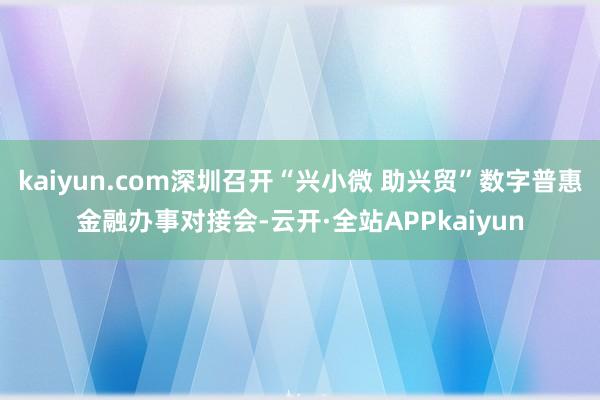 kaiyun.com深圳召开“兴小微 助兴贸”数字普惠金融办事对接会-云开·全站APPkaiyun