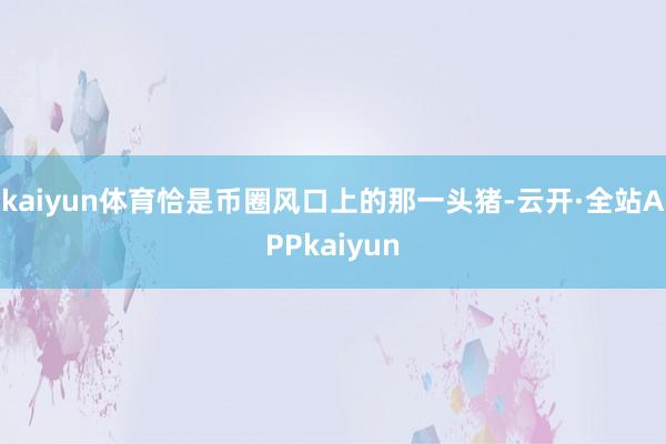 kaiyun体育恰是币圈风口上的那一头猪-云开·全站APPkaiyun