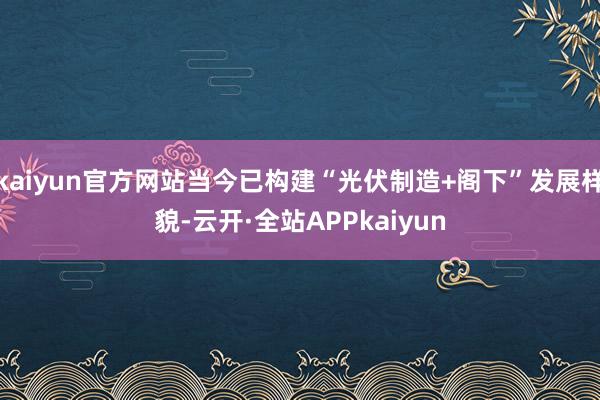kaiyun官方网站当今已构建“光伏制造+阁下”发展样貌-云开·全站APPkaiyun