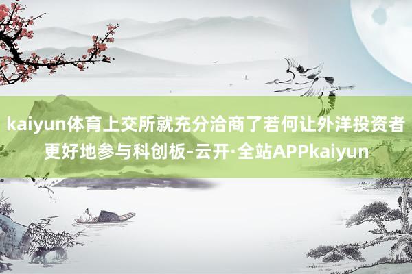 kaiyun体育上交所就充分洽商了若何让外洋投资者更好地参与科创板-云开·全站APPkaiyun